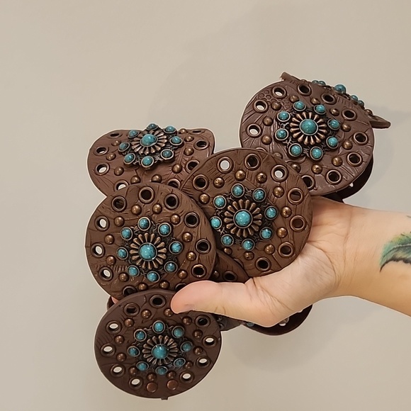 Vintage Accessories - Copper/Turquoise NOCONA Brown Leather Western BELT